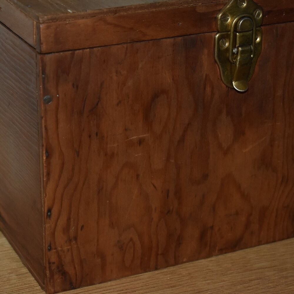 Vintage Antique Old Handmade Wood Machinist Chest Tool Box Handle Storage Box - Picture 11 of 14